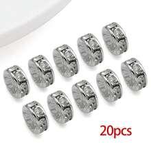 20pcs Real 18K Gold Plated Clear Crystal Rhinestone Beads Straight Flange Beads Golden Flat Round Rhinestone Bead Rondelle Crystal Metal Bead For DIY Jewelry Making - Multicolor - View 18