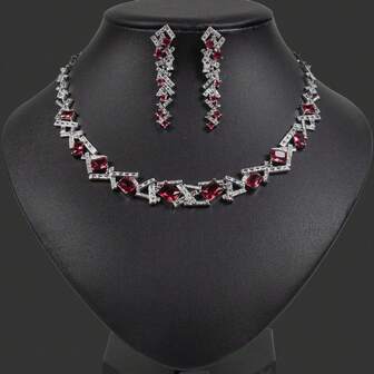 3개/세트, 레드/그린/멀티 컬러 옵션, 패션/럭셔리, 여성 주얼리, 여성 목걸이, 여성 액세서리, 여성 주얼리 세트, 다이아몬드 목걸이, 큐빅 지르코니아 상감, 귀걸이, 목걸이, 큐빅 지르코니아 목걸이, 여성/신부/신부 들러리에게 적합, 웨딩/연회/파티 복장, 여성 패션 주얼리, 여성 주얼리 세트, 액세서리 세트, 선물