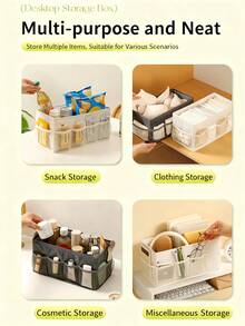 棉麻布家居收纳盒 可折叠布艺储物盒 整理收纳盒 书房办公用品桌面收纳盒 卧室浴室宿舍返校必备配件化妆品收纳盒 化妆品整理盒 男女通用桌面收纳盒 适用于卧室、客厅、衣柜、工作区 - 彩色 - 查看 5