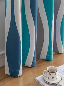 1 件时尚简约的黄灰色半透明隔热印花窗帘，适用于节日派对、客厅和卧室。 - 彩色 - 查看 4