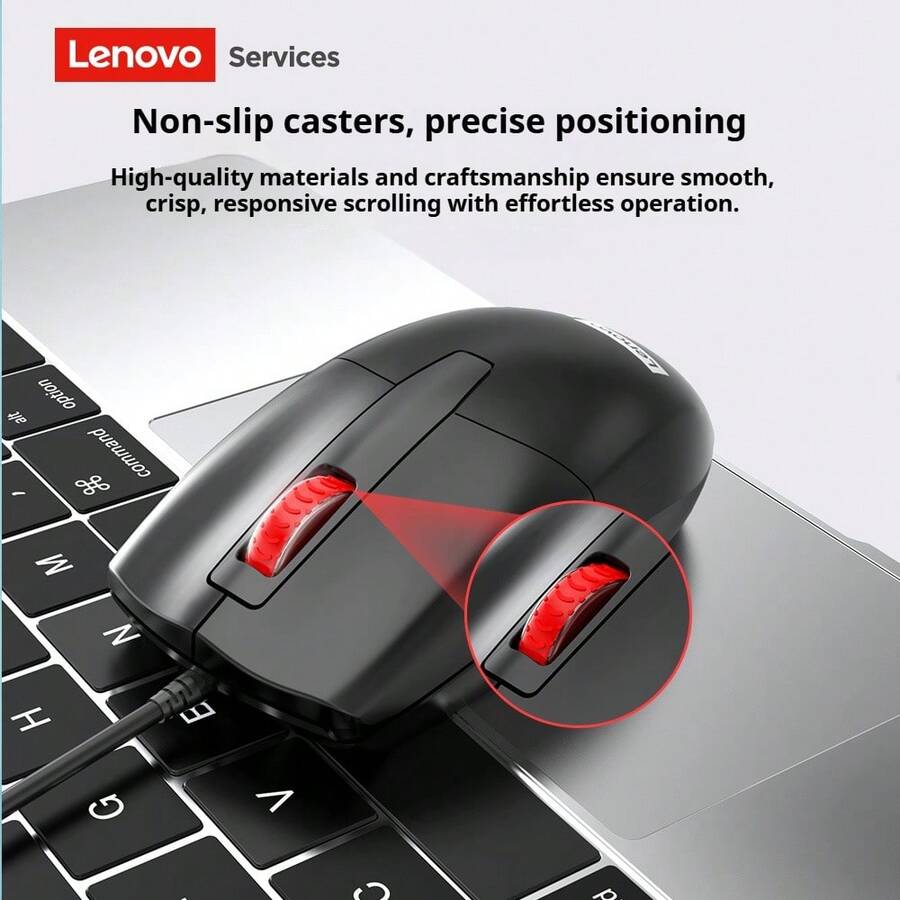Lenovo M01 Wired Mouse, USB Wired Connection, DPI 1000, Ergonomic Design For Computers, Laptops, Office Use, And Gaming