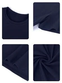 Women's Summer New Simple Casual Slim Fit Round Neck Short T-Shirt, Fashionable And Versatile, Comfortable For Daily Wear And Vacation, Women's T-Shirt Top - Navy Blue - View 8