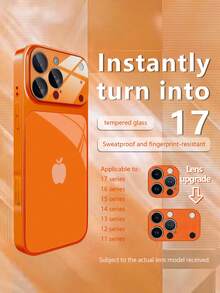 1pc New Minimalist Apple Design Luxury Large View Tempered Glass With Lens Protection Phone Case Compatible With Iphone 17/17Pro/17ProMax/17Air/16/16Pro/16ProMax/16Plus/15/15Plus/15Pro/15ProMax/14/14Plus/14Pro/14ProMax/13/13Pro/13ProMax/12/12Pro/12ProMax/11/11ProMax, Matte Anti-Fall, Metal Paint Full Coverage High-End Protective Cover