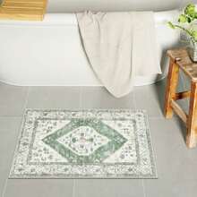 Uphome Green Bathroom Rug Boho Bathroom Mats Luxury Soft Washable Bath Non-Slip Traditional Distressed Toilet Rug Shower Sink Vanity, 18x26 Inch - màu xanh lá - Xem 1