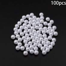 100pcs/Pack ABS Faux Pearl Beads, Hole-Less, For DIY Jewelry Making, Suitable For Bracelets, Necklaces, And Crafts - Pure White/pearl - View 13