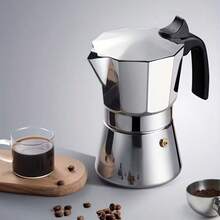 304 Stainless Steel Italian Espresso Machine, Camping Coffee Equipment, Vintage Coffee Pot, Outdoor Coffee Brewing Equipment - Silver - View 1
