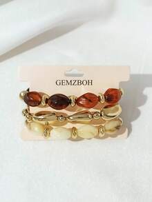 Bộ 3 chiếc/Bộ vòng tay hạt Acrylic nhiều lớp dày phong cách Boho cổ điển, Phụ kiện thời trang sang trọng dành cho nữ, cặp đôi, tiệc tùng, đeo hàng ngày - GG nhiều màu - Xem 5