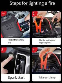 Portable Car Jump Starter With Air Compressor, Emergency LED Light And Power Bank, Fast Charging For Phones, Cars, Trucks, Vehicles, Car Battery Charger, Stylish Battery Pack, Advanced Features, Compact Car Battery Booster, Essential Outdoor Inflator Pump