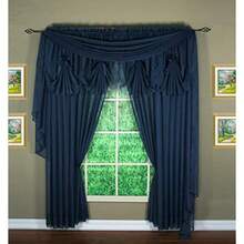 Today's Curtain Emelia Original Voile Swagger Pair 63", , 90" W x 63" L(152.4An x 213.4Al cm (1 Paneles) Azul marino) - Multicolor - Ver 1
