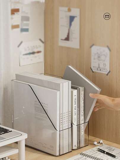 1/2/4 PC Transparent Acrylic Bookshelf; Book Storage Box, Large Capacity Office Documents, A4 Paper Desktop Storage Box, Office Supplies Accessories, Desktop Storage Rack Student Back To School Supplies, Suitable For Home, Study, School, Office. Magazine Rack