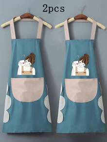 1 件可调节颈部厨房围裙，配有 1 对防水袖套、1 个口袋，适合烹饪，男女通用厨房/餐饮围裙 - 多色 - 查看 22