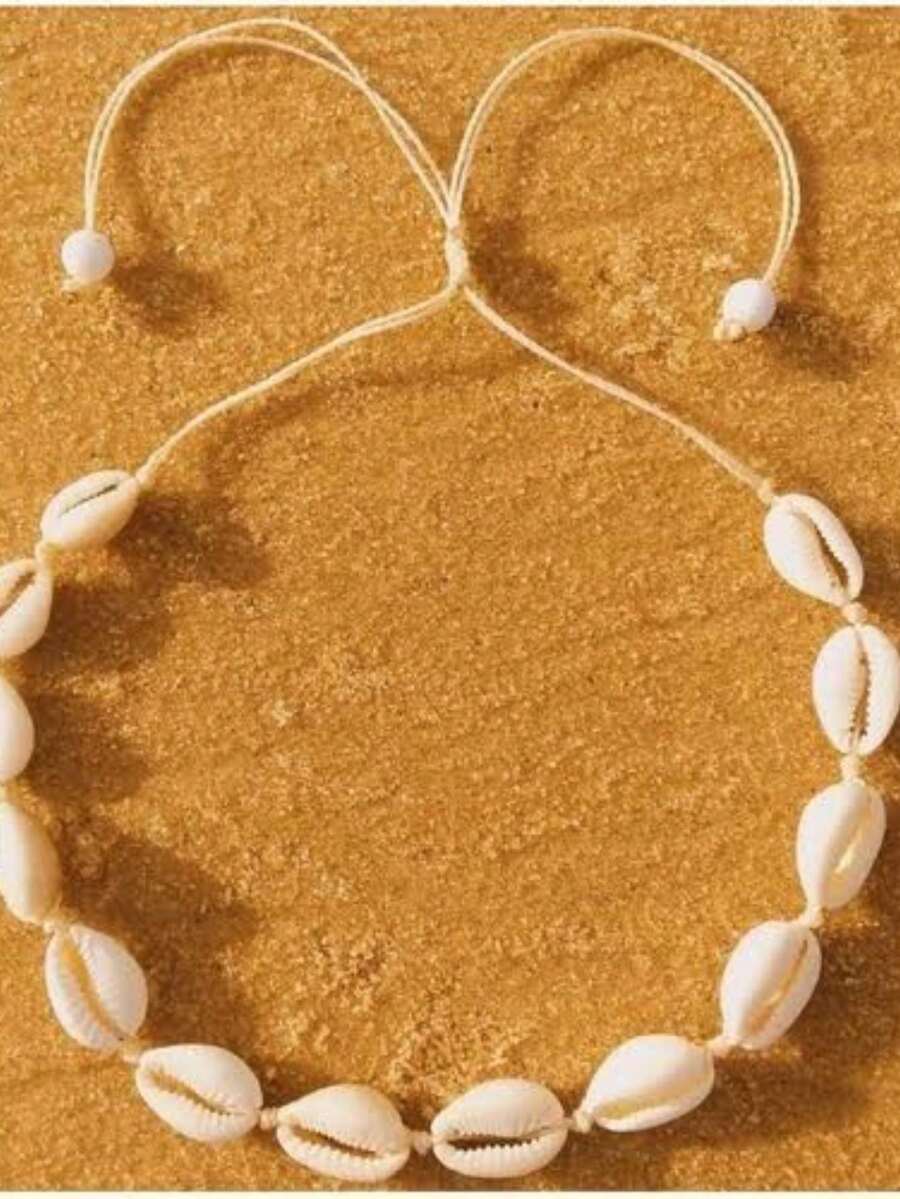 Cowrie Shell Necklace, Summer Necklace, Beach Jewelry, White Choker, Women's, Unisex, Cowrie Shell Choker, Elegant. Necklace - Buzio Natural - Xem 1