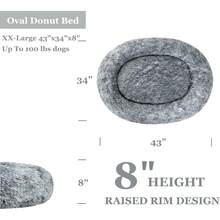 Oval Calming Donut Cuddler Dog Bed,Shag Faux Fur Cat Bed  Round Pillow Pet Bedfor Small Medium Dogs - Grey2021 - 查看 3