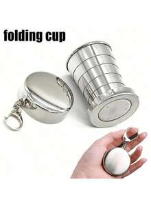 75毫升/150毫升不锈钢折叠杯，伸缩杯，超轻不锈钢折叠杯，带钥匙扣盖 - 便携可折叠旅行杯，适合户外露营、徒步旅行和野餐 - 配有EVA收纳盒，方便存放，也可用于户外和紧急情况下的饮水 - 彩色 - 查看 2