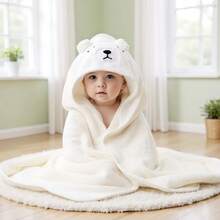 Soft Absorbent Baby Hooded Bath Towel, With Cute Animal Pattern, Breathable Polyester, Suitable For Children Shower And Wrap Blanket - Multicolor - View 4
