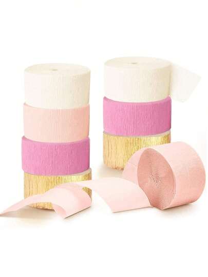 4 Rolls Pink Chiffon Ribbons, Light Pink Tone, Suitable For Decoration On Occasions Like Valentine's Day, Birthday, Gender Reveal Party, Baby Shower, Graduation Ceremony, Wedding, Bachelorette Party, Etc.