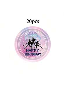 10pcs/20pcs40pcs/50pcs,Magical Music Themed Birthday Party 9Inch 7Inch Paper Plates Suitable For Music Birthday Party Decorations,Pink Singer Birthday Party Plates For Boys Girls Kpop Party Supplies