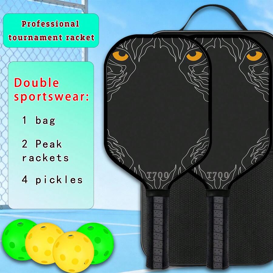 Professional T700 Carbon Fiber Pickleball Paddle Bundle With Two Rackets And Four Balls Perfect For Christmas Presents