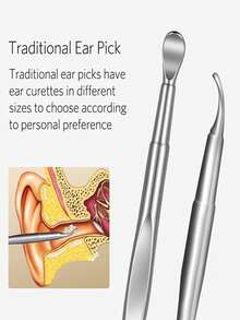 Herramienta de extracción de cerumen de acero inoxidable - Diseño de gancho en espiral, elimina el cerumen de manera segura y efectiva, apta para uso doméstico y profesional, herramienta de limpieza de cerumen | Herramienta de acero inoxidable | Herramienta de limpieza de cerumen duradera - Multicolor - Ver 5