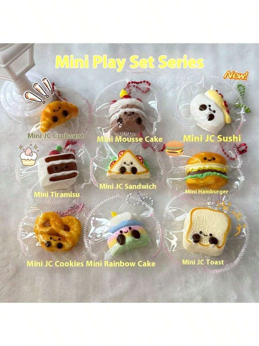 迷你食物慢回弹系列，硅胶材质，慢回弹，极具吸引力 - 生日礼物、节日礼物、完美礼物 [挂链颜色随机] - 彩色 - 查看 1