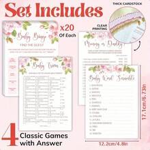 41pcs, Shower Games - Shower Riddles Shower Word Puzzles Floral Shower Activities 20 Guest Riddles Mom Or Dad Shower Decoration Games, Double-Sided Printing With Answer Cards - Pink - View 6
