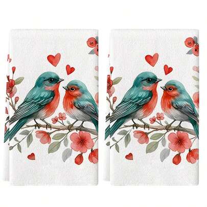 2pcs Heart Series Kitchen Towels, Valentine's Day Gift, Super Absorbent Kitchen Dishcloths, Dish Drying Cloths, Cleaning Rags, Soft Material, Machine Washable, Multi-Functional Holiday Decor, Birthday Gift For Family & Friends, Suitable For Cooking, Baking, Cleaning, Bathroom, Tabletop Decor - Perfect Home Decoration Choice.