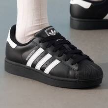 Adidas Originals SUPERSTAR II 经典贝壳头休闲运动鞋，男女童鞋，2026 新款低帮滑板鞋，JH9977 - 黑色 - 查看 3
