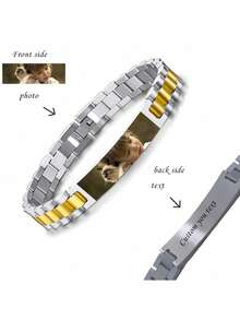 Personalized Men's Carved Eye Bracelet, Customized Eye Photo Bracelet, Laser Engraved Couple's Eye Photo Bracelet Jewelry, Gift For Boyfriend Eye Bracelet, 10mm/15mm Laser Engraved Couple's Watch Strap Bracelet - Color Customization - View 9