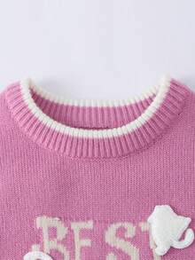 Annil Children's And Girls' Round-Neck Sweaters, Knitted Sweaters, Winter Jacquard, Warm, Elastic, Windproof, Loose And Soft - Golden Bell Powder - View 4