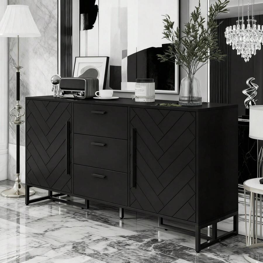 Storage Cabinets - Black + MDF - View 1
