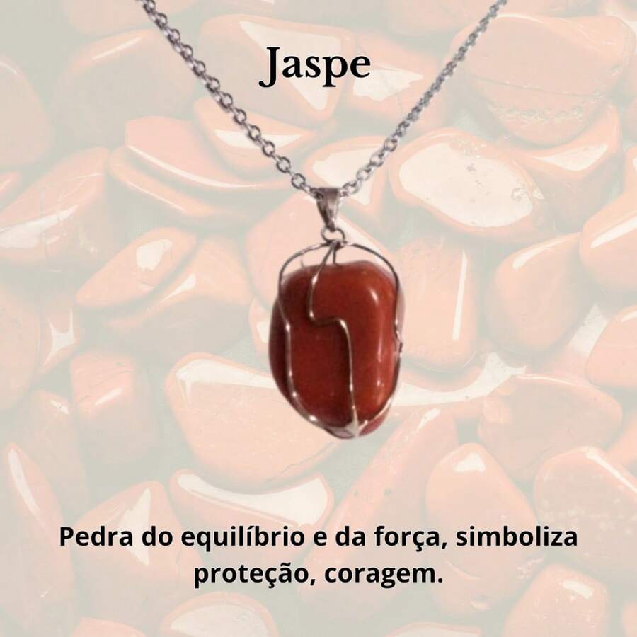 Pedra da Riqueza Pedras Naturais Ametista Quartzo Corrente Aço Inox Poder Exclusiva Conexão Natureza - Jaspe - Visão 1
