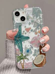 1 chiếc ốp lưng điện thoại TPU trong suốt chống rơi, họa tiết cây dừa và hoa sáng tạo, tương thích với Apple 17 16 15 14 13 12 11 Pro Max, A55/54/53/52/51, S25/24/23/22/21 Series, phiên bản quốc tế, không phải phiên bản nội địa. - Nhiều màu - Xem 4