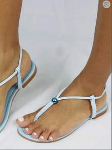 sandalia rasteira minimalista azul candy Anel Dedo - Azul bebê - Visão 2