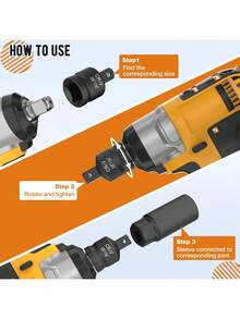 Juego de 6 adaptadores y reductores de impacto de 1/4 pulgadas, 3/8 pulgadas, 1/2 pulgadas, 3/4 pulgadas, juego de adaptadores de impacto con funda de almacenamiento, destornillador de impacto y llave inglesa, juego de reductor de llaves y herramientas mecánicas - Rojo - Ver 9