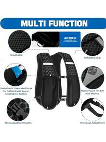 Lightweight Breathable Sweat-Wicking Running Backpack Vest With Adjustable Hydration Pack, Suitable For Trail Running, Marathon, Jogging, Cycling - Black Only Backpack - View 4