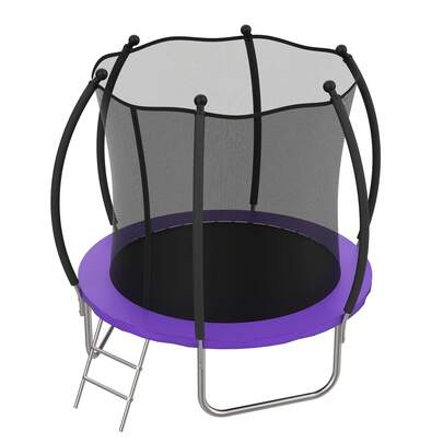  Advwin 8FT Trampoline For Kids, Recreational Outdoor Trampoline For Children Birthday Gifts W/Enclosure Net, Ladder, Sprinkler & LED Lights, Max Limit 200 Kg