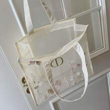 Dior Bolso de hombro tipo tote con diseño de bordado de mariposa de estilo fashionable y multiusos, de estilo minimalista de alta gama, con un diseño único y un exquisito patrón de mariposa, un bolso tote compacto y delicado, un lujoso bolso de mano para uso diario - Beis - Ver 6