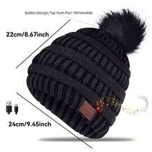 Wireless Knitted Hat, Christmas Gift, Unisex, Music Knitted Hat, Wireless Headphones, Stereo Speaker, Built-In Microphone, Hands-Free Calling, Knitted Pom Pom Hat, Warm Outdoor Ski Hat - one-size - View 11