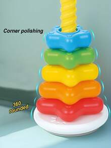 1 Pc Baby Rainbow Rotating Stacking Toy - Tumbler Ring Stacker, 12M+ Early Education Enlightenment Toy - Latest Model - View 6