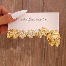 Set de 4-16 perechi de cercei asimetrici geometrici aurii pentru femei - Stil minimalist vintage, cu elemente florale, ursuleți și inimioare. Potrivit pentru purtare zilnică, festivaluri, petreceri, cadouri (cadou de calitate pentru prietene și mame), întâlniri și banchete. - Aur 4 - Vizualizare 7