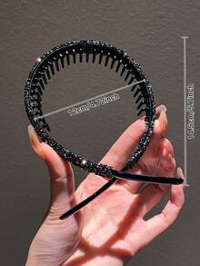 1 件装女士多功能黑色水钻发箍，发饰，发带，发箍，女士发饰，发饰，发箍，女士发箍，女士发箍，美妆家居发饰 - 黑色 - 查看 3