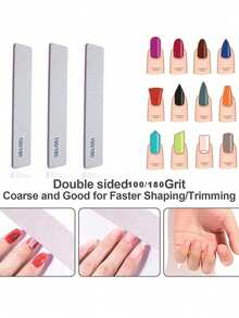 25pcs Professional Nail Files, 180/100 Grit Natural Nail Files, Double-Sided Washable Fine Textured Nail Files, Suitable For Home And Salon Use - Multicolor - View 5