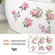 Rose Floral Pattern Self-Adhesive Bathtub Sticker, Creative Peel And Stick Home Decor Sticker, Suitable For Decorating Sink And Bathtub, Removable Wall Sticker, Fashionable Bathroom Decor