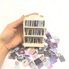 1:12 Scale Mini Collectible Bookshelf (With 60 Mini Books) - Compact Plastic Display Rack With Multiple Compartments, Ideal For Mini Novels, Indoor/Outdoor Decor, White, Collectable Display Rack | Plastic Structure - Multicolor - View 3