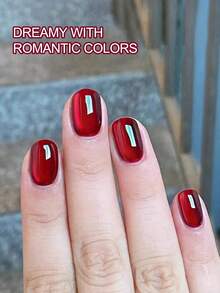 XEIJAYI 15ml 酒红色猫眼凝胶指甲油，超亮泽宝石红猫眼磁性指甲油，持久耐用，可卸除UV凝胶，易于涂抹，适合美甲艺术和沙龙使用 - 紅色 - 查看 4