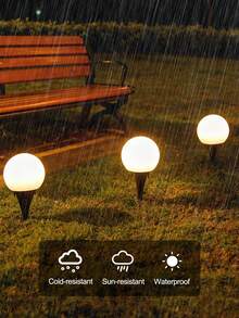 4pcs Solar Powered Globe Pathway Lights, Warm Ambiance Lighting For Garden, Patio, Walkway Decor, No Electricity Needed