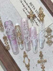 1 khuôn silicon làm móng kiểu Pháp, thiết kế ren cổ điển kiểu Pháp, khuôn làm móng nghệ thuật DIY bằng nhựa, khuôn mặt dây chuyền chạm khắc kiểu Baroque. - Trong sáng - Xem 6