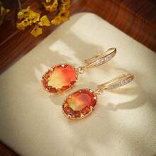 1pc Cubic Zirconia Drop Earrings Copper Jewelry - Multicolor - View 12