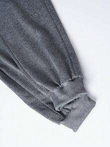 Men's Sports Sweatpants, Fashionable Drawstring Waist Zipper Pockets Printed, Suitable For Running And Everyday Wear - Dark Grey - View 9