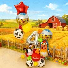 Bộ 49 bóng trang trí tiệc theo chủ đề trang trại, bao gồm bóng bay số bạc 32", bóng bay tròn trang trại 18", bóng bay ngôi sao đỏ 18", bóng bay hình con gà, bóng bay cao su hình con bò, thích hợp cho tiệc sinh nhật, tiệc chào đón em bé, kỷ niệm, trang trí trang trại, quà tặng bất ngờ cho con trai/con gái - Bạc - Xem 5